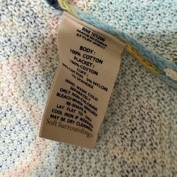 Soft Surroundings Marin Cardigan Chambray Paisley Midi Waffle Sweater Size S - Picture 8 of 8